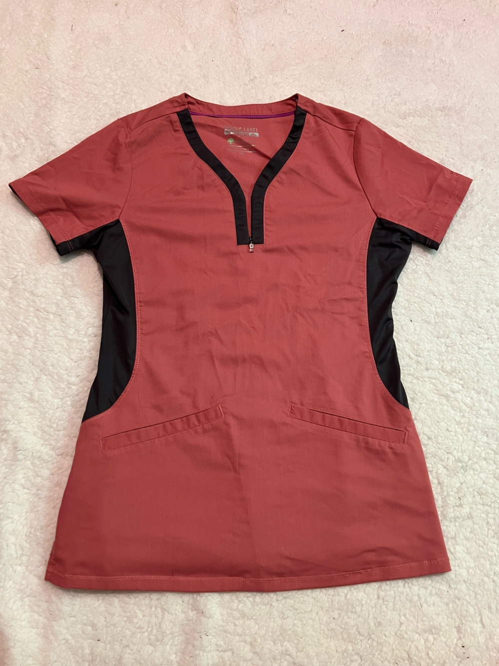 Purple Label Yoga Coral Scrub Top